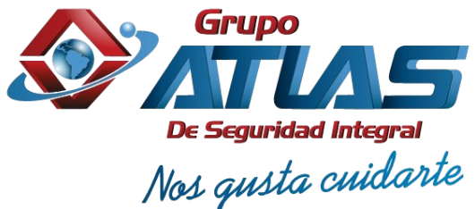 Logo png institucional Grupo Atlas de Seguridad Integral con slogan Nos gusta cuidarte